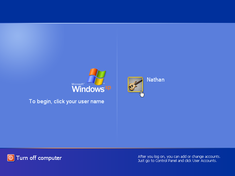 Windows XP Login Screen (2001)